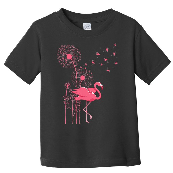 Dandelion Tropical Animal Exotic Bird Wildlife Pink Flamingo Toddler T-Shirt