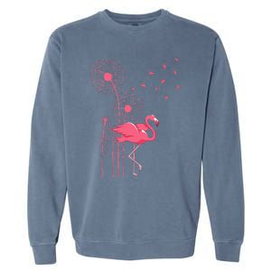 Dandelion Tropical Animal Exotic Bird Wildlife Pink Flamingo Garment-Dyed Sweatshirt