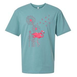 Dandelion Tropical Animal Exotic Bird Wildlife Pink Flamingo Sueded Cloud Jersey T-Shirt