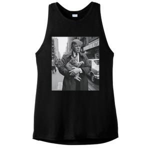 Donald Trump And Cat In Nyc Ladies PosiCharge Tri-Blend Wicking Tank