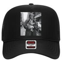 Donald Trump And Cat In Nyc High Crown Mesh Back Trucker Hat