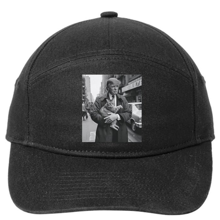 Donald Trump And Cat In Nyc 7-Panel Snapback Hat