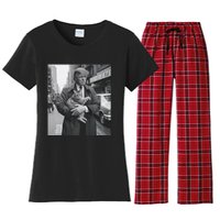 Donald Trump And Cat In Nyc Women's Flannel Pajama Set