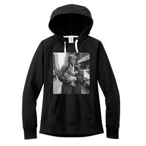 Donald Trump And Cat In Nyc Women's Fleece Hoodie