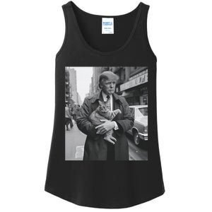 Donald Trump And Cat In Nyc Ladies Essential Tank