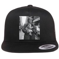 Donald Trump And Cat In Nyc Flat Bill Trucker Hat