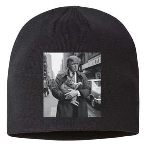 Donald Trump And Cat In Nyc Sustainable Beanie