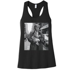 Donald Trump And Cat In Nyc Women's Racerback Tank