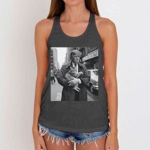 Donald Trump And Cat In Nyc Women's Knotted Racerback Tank