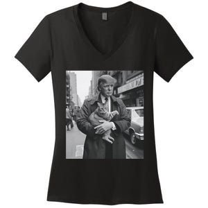 Donald Trump And Cat In Nyc Women's V-Neck T-Shirt