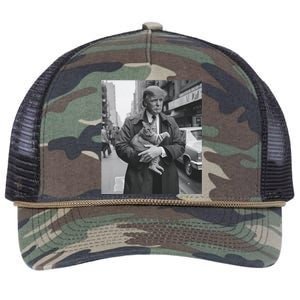 Donald Trump And Cat In Nyc Retro Rope Trucker Hat Cap