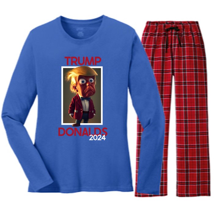 Donald Trump And Byron Donalds Election 2024 Gift Women's Long Sleeve Flannel Pajama Set 