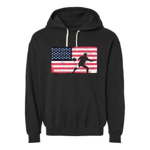 Discus Thrower American Flag Track And Field Throwing Discus Garment-Dyed Fleece Hoodie