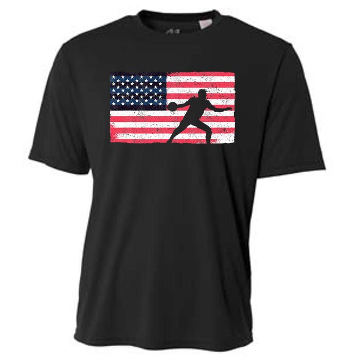 Discus Thrower American Flag Track And Field Throwing Discus Cooling Performance Crew T-Shirt