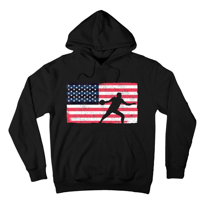 Discus Thrower American Flag Track And Field Throwing Discus Hoodie