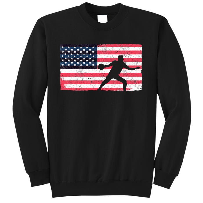 Discus Thrower American Flag Track And Field Throwing Discus Sweatshirt