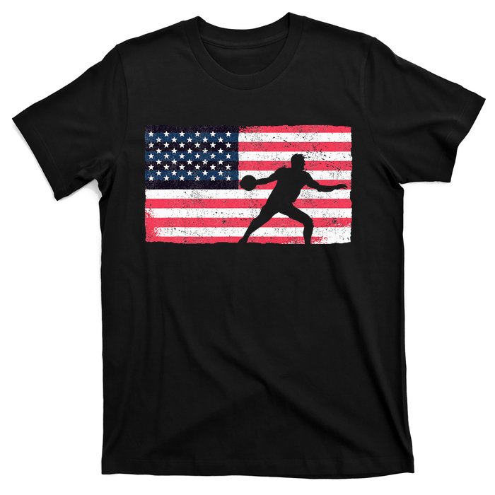 Discus Thrower American Flag Track And Field Throwing Discus T-Shirt