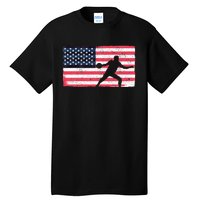 Discus Thrower American Flag Track And Field Throwing Discus Tall T-Shirt