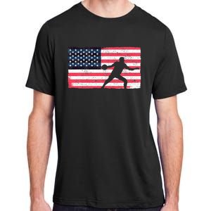 Discus Thrower American Flag Track And Field Throwing Discus Adult ChromaSoft Performance T-Shirt