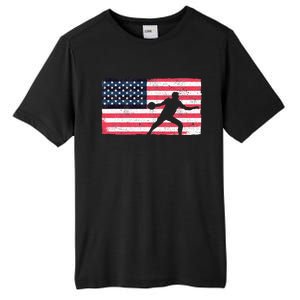 Discus Thrower American Flag Track And Field Throwing Discus Tall Fusion ChromaSoft Performance T-Shirt