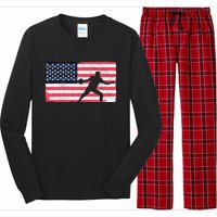 Discus Thrower American Flag Track And Field Throwing Discus Long Sleeve Pajama Set