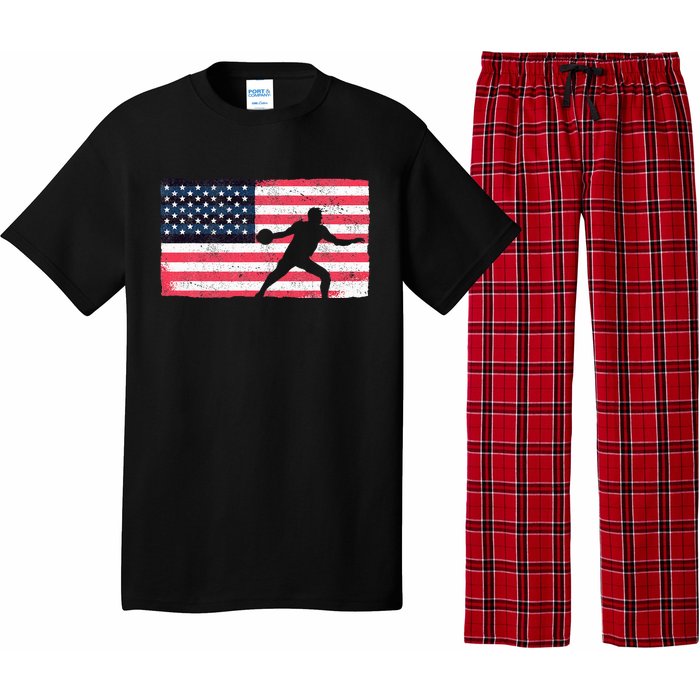 Discus Thrower American Flag Track And Field Throwing Discus Pajama Set