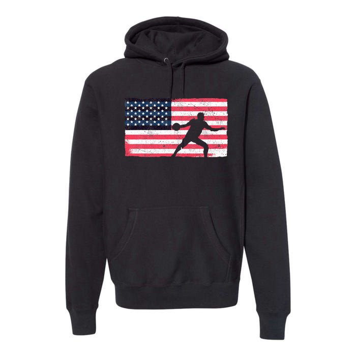 Discus Thrower American Flag Track And Field Throwing Discus Premium Hoodie