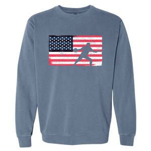 Discus Thrower American Flag Track And Field Throwing Discus Garment-Dyed Sweatshirt