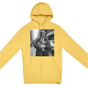 Donald Trump And Cat In Nyc Cute Gift Premium Pullover Hoodie