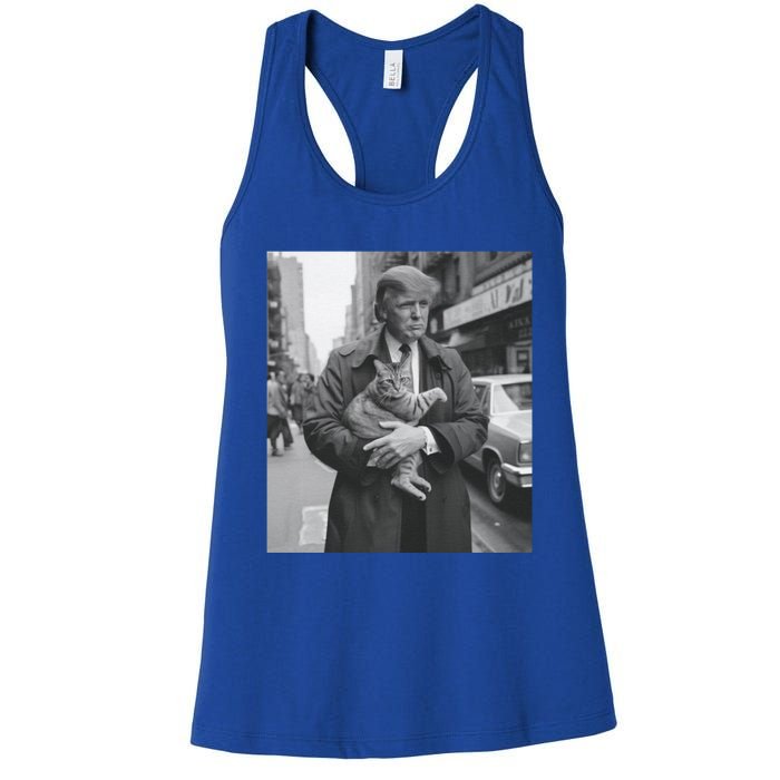 Donald Trump And Cat In Nyc Cute Gift Women's Racerback Tank