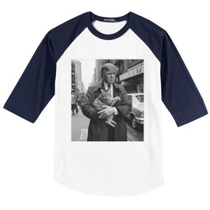 Donald Trump And Cat In Nyc Cute Gift Baseball Sleeve Shirt