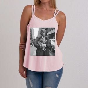 Donald Trump And Cat In Nyc Cute Gift Women's Strappy Tank