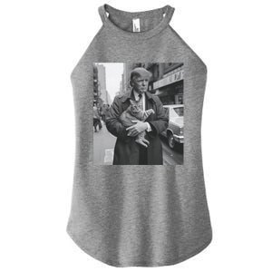 Donald Trump And Cat In Nyc Cute Gift Women's Perfect Tri Rocker Tank