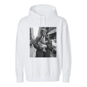 Donald Trump And Cat In Nyc Cute Gift Garment-Dyed Fleece Hoodie