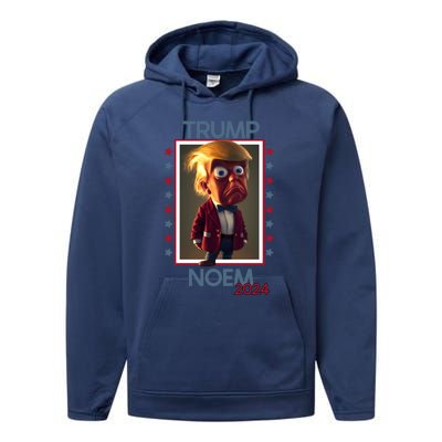 Donald Trump And Kristi Noem Election 2024 Funny Gift Performance Fleece Hoodie