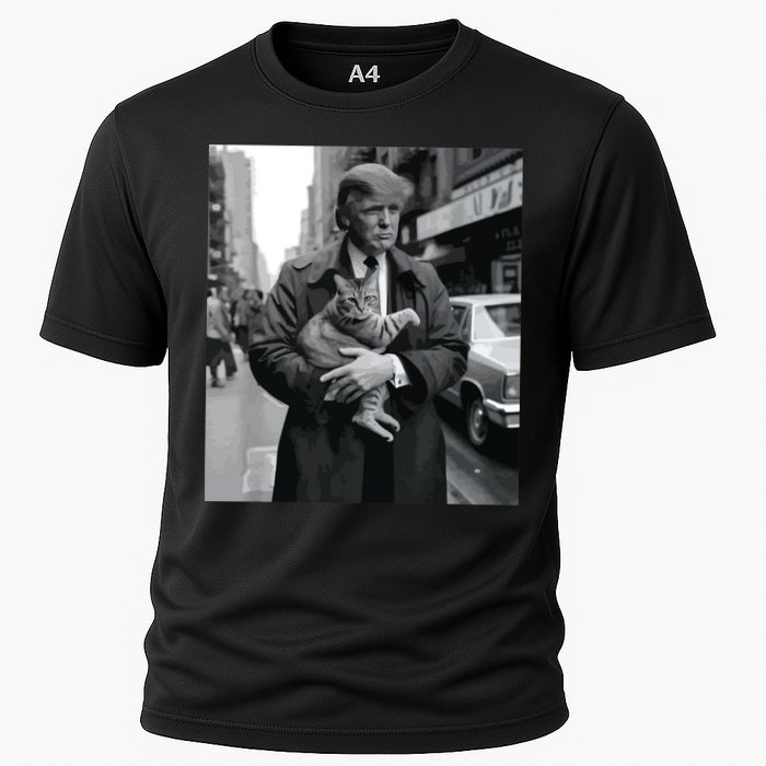 Donald Trump And Cat In Nyc Cooling Performance Crew T-Shirt