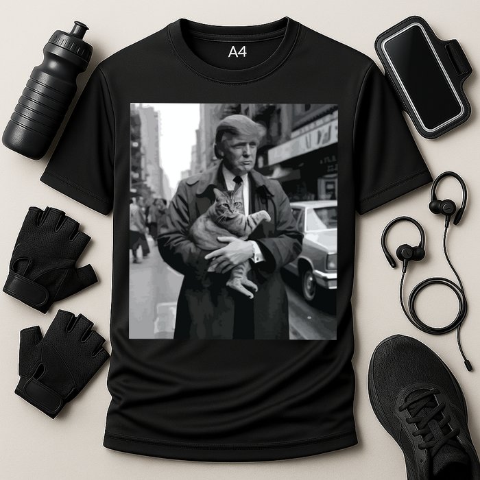 Donald Trump And Cat In Nyc Cooling Performance Crew T-Shirt