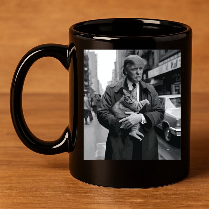 Donald Trump And Cat In Nyc 11oz C Handle Ceramic Mug