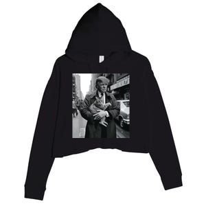 Donald Trump And Cat In Nyc Crop Fleece Hoodie