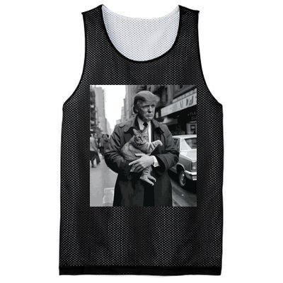 Donald Trump And Cat In Nyc Mesh Reversible Basketball Jersey Tank