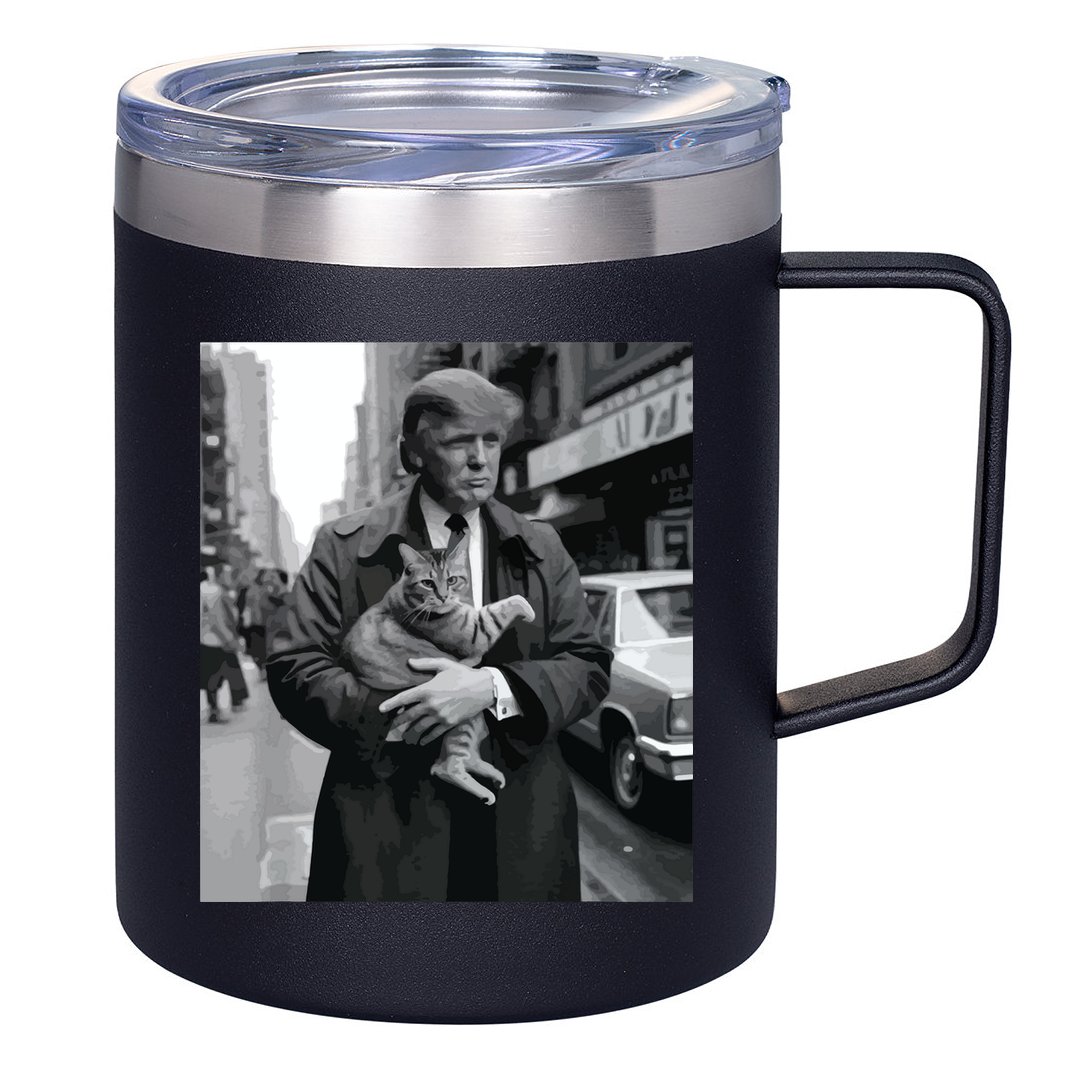 Donald Trump And Cat In Nyc 12oz Stainless Steel Coffee Mug