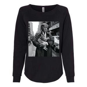 Donald Trump And Cat In Nyc Womens California Wash Sweatshirt