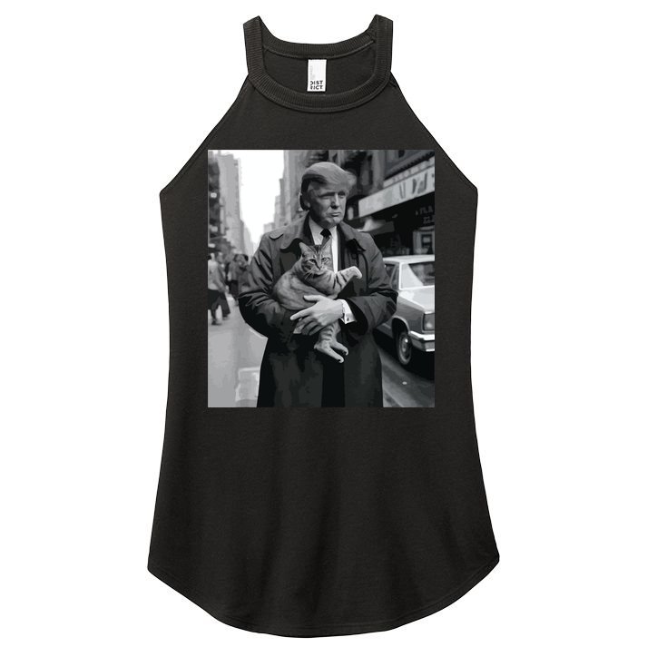 Donald Trump And Cat In Nyc Women's Perfect Tri Rocker Tank