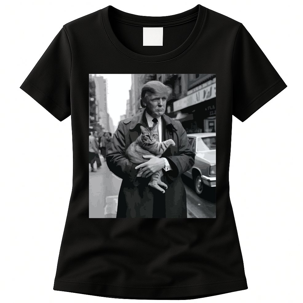 Donald Trump And Cat In Nyc Womens T-Shirt
