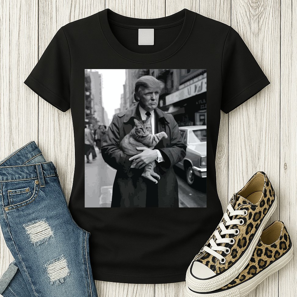 Donald Trump And Cat In Nyc Womens T-Shirt