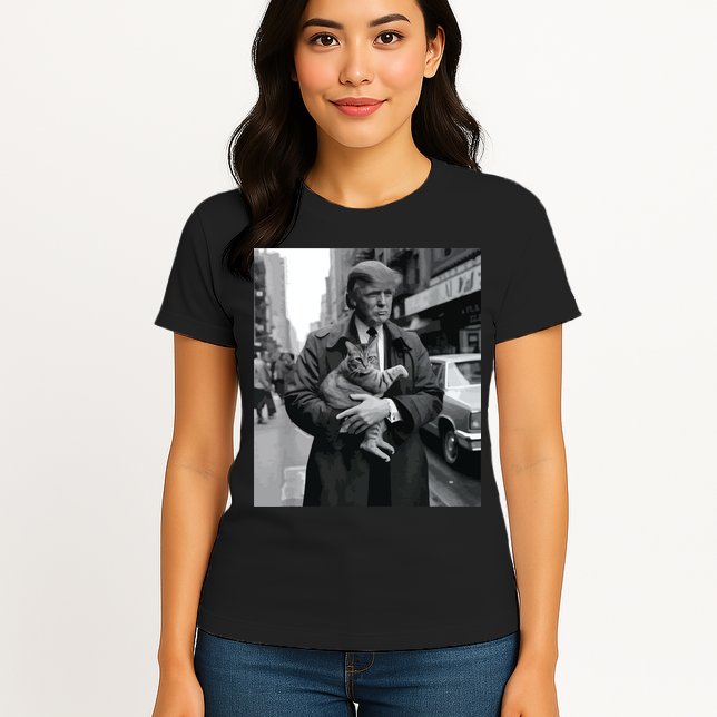 Donald Trump And Cat In Nyc Womens T-Shirt