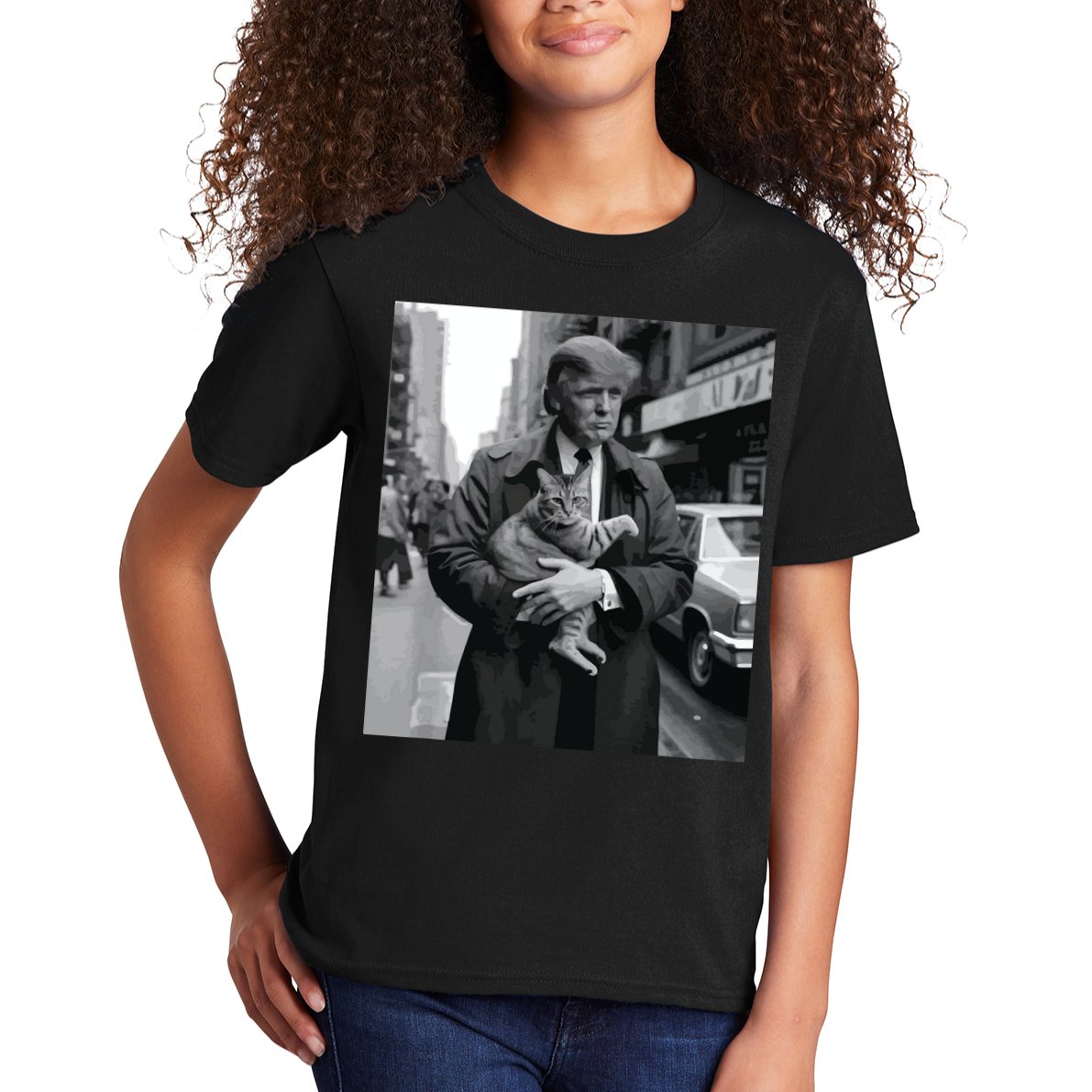Donald Trump And Cat In Nyc Kids T-Shirt