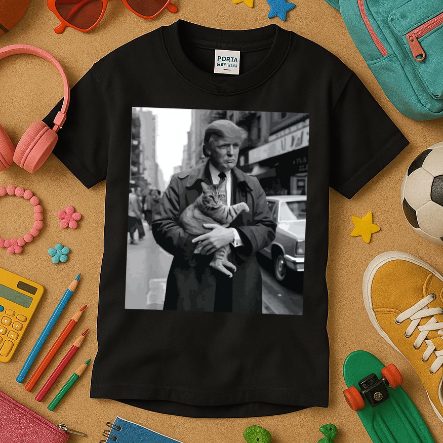 Donald Trump And Cat In Nyc Kids T-Shirt