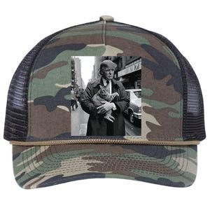 Donald Trump And Cat In Nyc Retro Rope Trucker Hat Cap