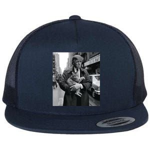 Donald Trump And Cat In Nyc Flat Bill Trucker Hat